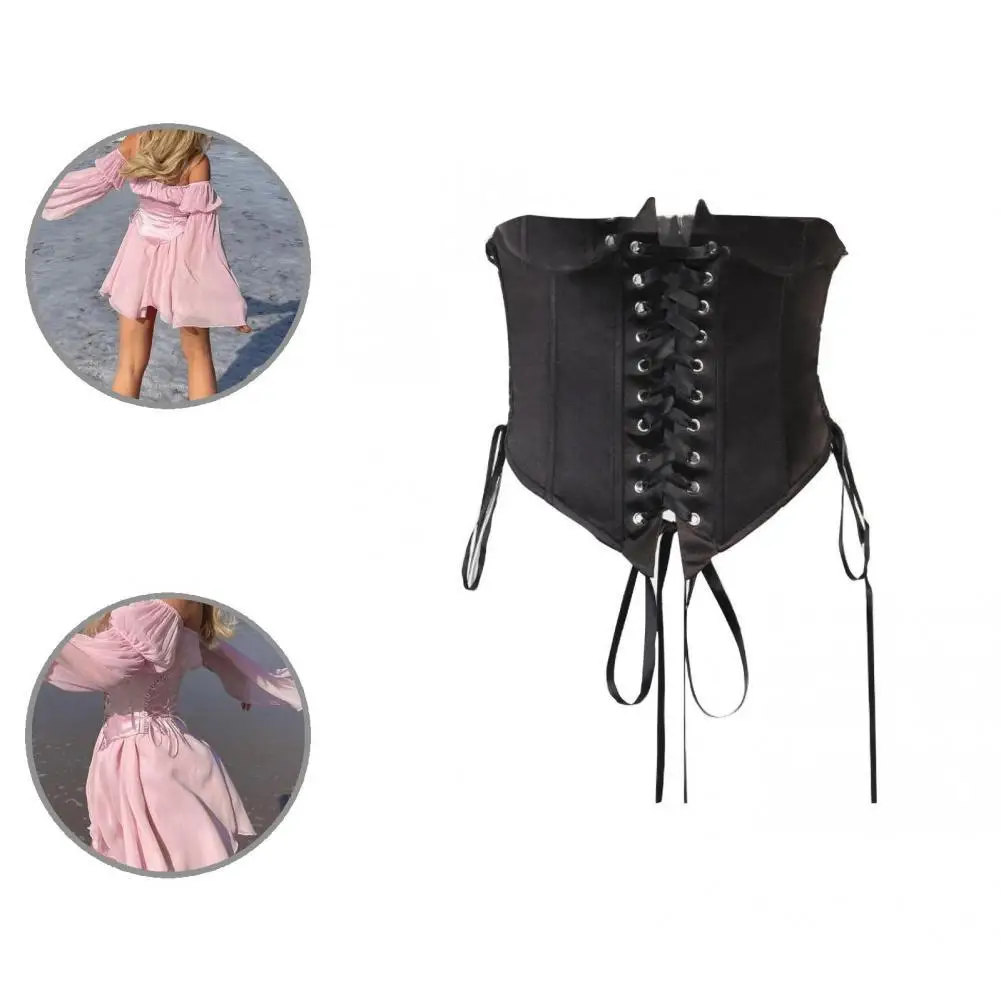 

Female Stylish Vintage Patchwork Bustier Soft Body Shaper Belt Off Shoulder for Daily Wear
