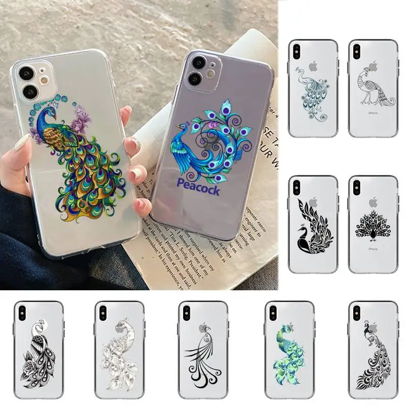 

Pretty Peacock and flower Phone Case for iphone 13 11 12 pro XS MAX 8 7 6 6S Plus X 5S SE 2020 XR case