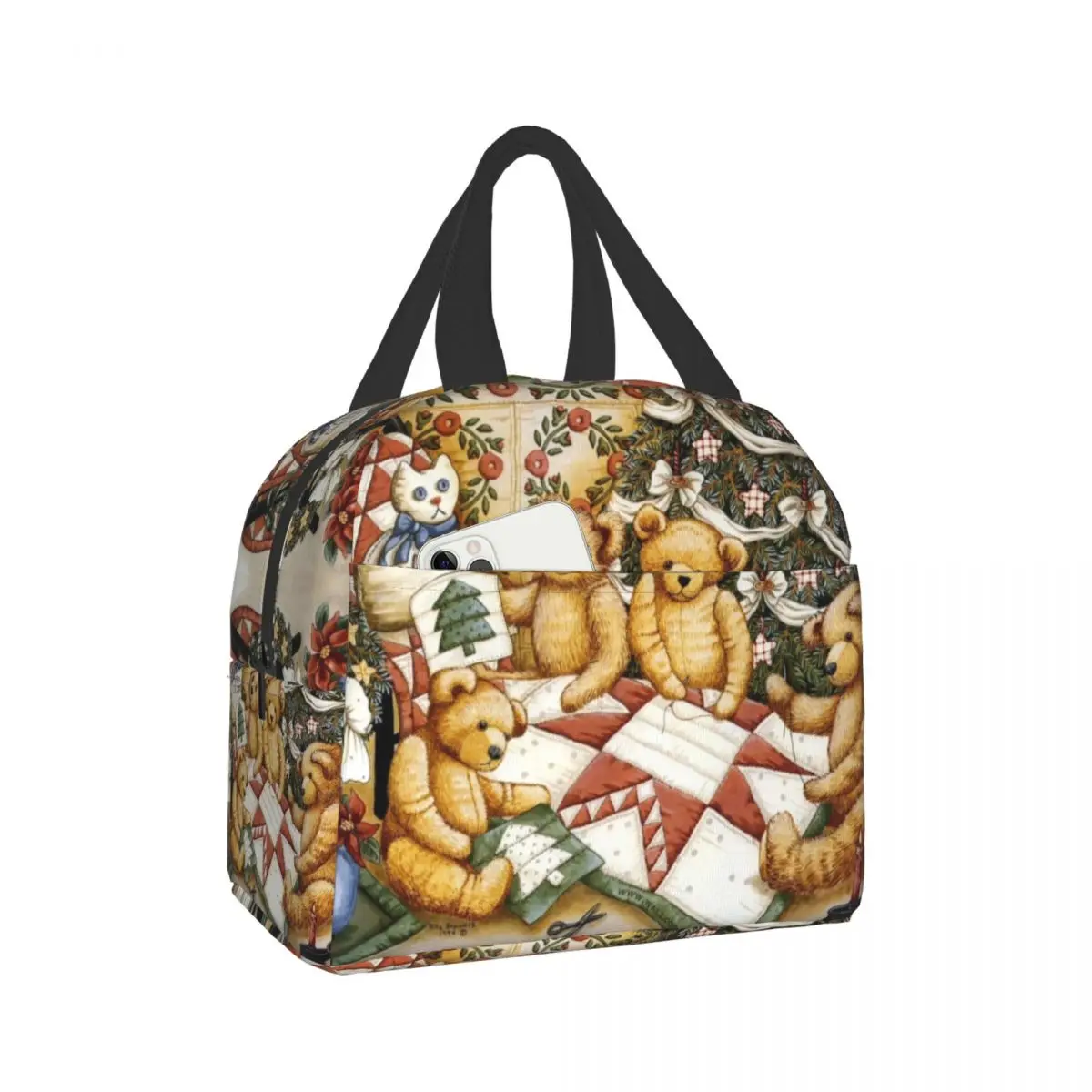 

Teddy Bear Lunch Box Tote Travel Picnic Handbag Teddy BearFunctional Pattern bento lunch bags For Women Kids