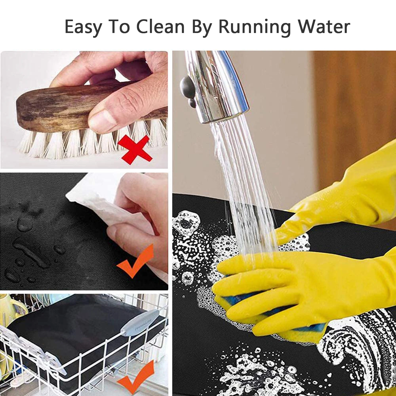 Estera antiadherente para parrilla de barbacoa, 100%, f&aacute;cil de limpiar, reutilizable, resistente al calor, con 4 Uds. De cepillo de silicona, accesorios para barbacoa-4