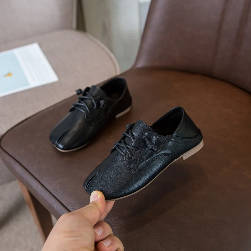 Весенняя детская кожаная обувь Детская брендовая на плоской подошве Модная для