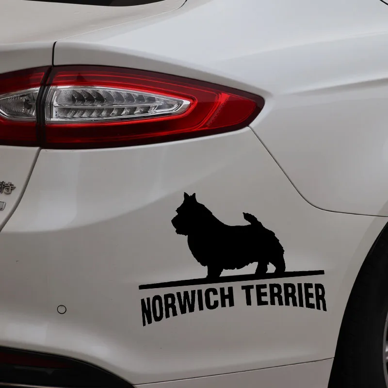 Volkrays Personality Car Sticker Norwich Terrier Funny Pet Dog Breed Accessories Vinyl Decal Black/Silver 9cm*14cm | Автомобили и