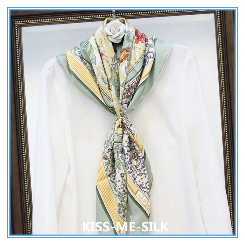

KMS Global Travel Twill Silk Square Scarf Shawl Mulberry-Silk Scarf Shawl 90*90CM/50G