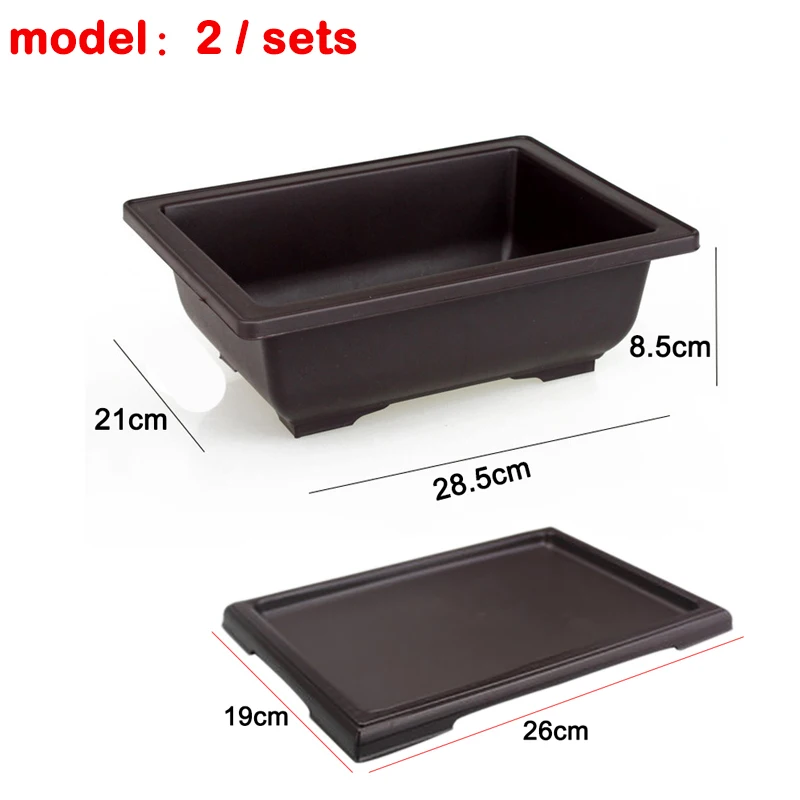 1 комплект цветочный горшок + поднос квадратный для бонсай имитация фиолетового