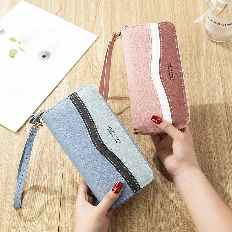 Кошелек для монет Женский кошелек с двойной молнией кошельки девочек длинная