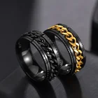 Крутое вращающееся кольцо из нержавеющей стали для мужчин, женское Ювелирное Украшение в стиле панк с высокой искусственной цепью, подарок на вечеринку