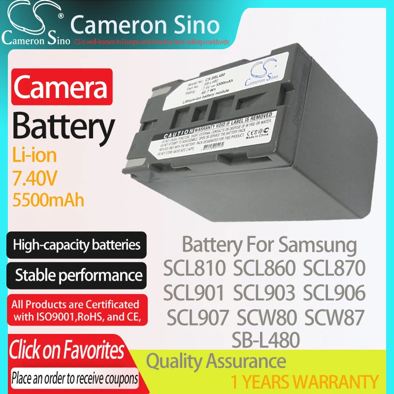 

CameronSino батарея для Samsung SCL810 SCL860 SCL870 SCL901 SCL903 SCL906 SCL907 SCW80 SCW87 подходит Samsung SB-L480 батареи камеры