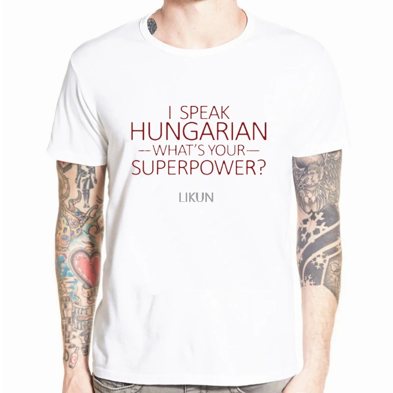 

Casual Tee Shirt Men Short Sleeve Cotton I Speak Hungarian Hungary Clothes Tops Men T Shirt