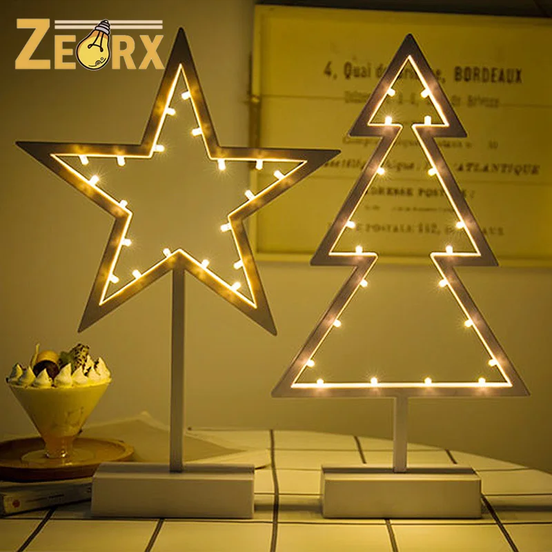 

Star Heart Tree Table Lamp Battery Powered Light LED Desk Lamp Decorative Indoor Home Bedroom Party Holiday Decor