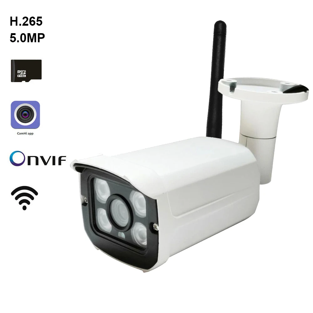H.265 2MP/3MP/5MP wifi ip камера Onvif P2P сеть Открытый Встроенный SD слот водонепроницаемый