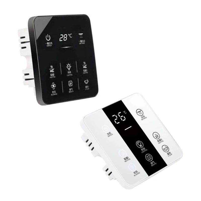 

Multifunctional Smart Touchscreen Yuba Switch 8 Gang Bathroom Universal Waterproof Dustproof Intelligent Panel Shower Room