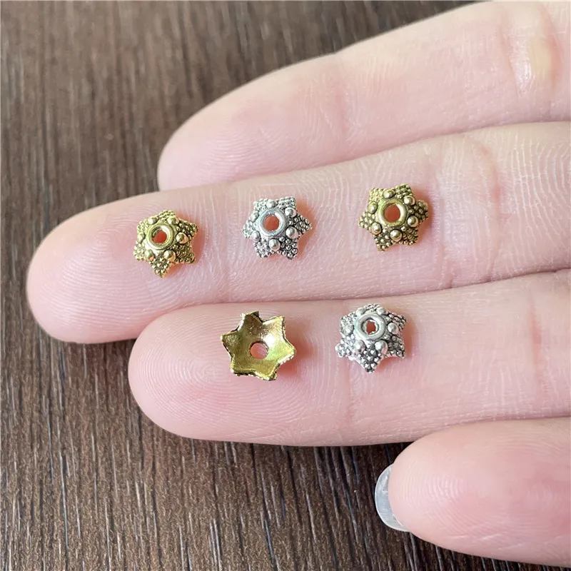 

6*7 мм 6-point Torus Bead Cap Spacer бисерный браслет ожерелье ювелирные изделия амулет Bead Cap аксессуары из сплава принадлежности для обнаружения