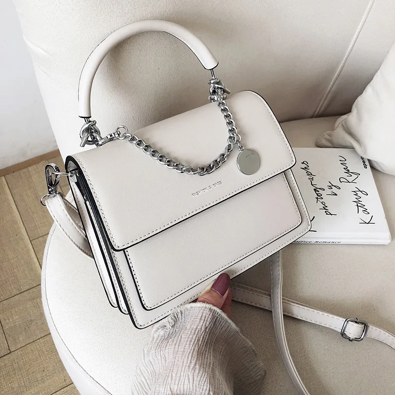 

New Fashion Woman Shoulder Bag Pu Leather Youth Ladies Small Square Bag Light Wild Simple Female Daily Messenger Bag Black White