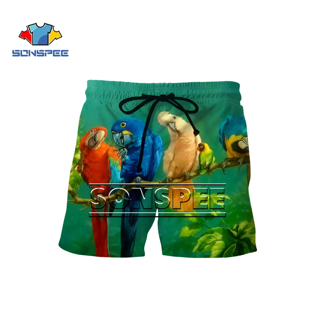 

SONSPEE Shorts Summer New Men Women Beach Short 3D Print Parrot Hip Hop Street Fashion Sports Fitness Harajuku Casual Pants