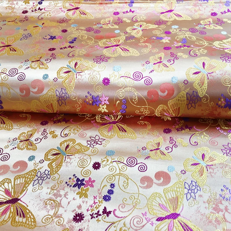 

100*75cm Jacquard Butterfly Pattern Brocade Damask Fabrics For Satin Silk Dress Sewing Cheongsam Kimono Diy Patchwork Material
