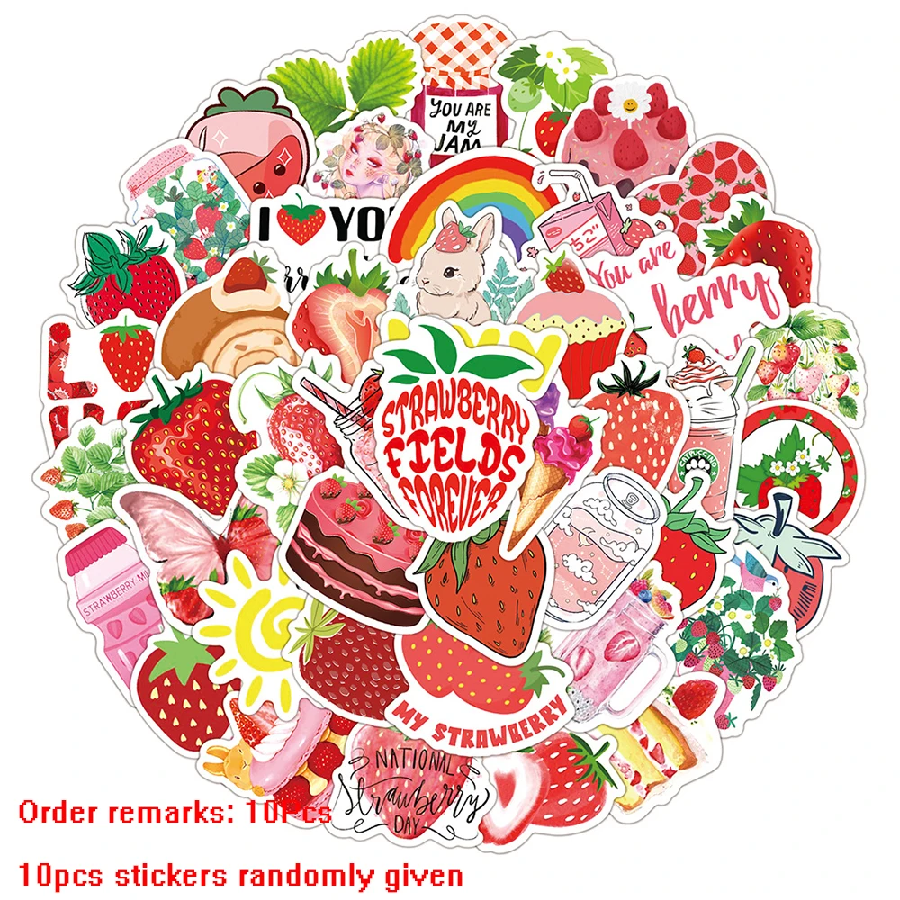 

10/30/50 шт., наклейки в виде клубники