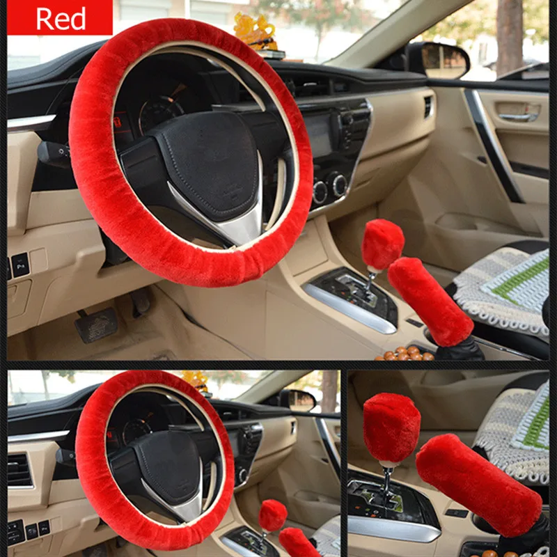 Универсальный комплект чехлов на руль Плюшевые аксессуары для автомобиля|Чехлы
