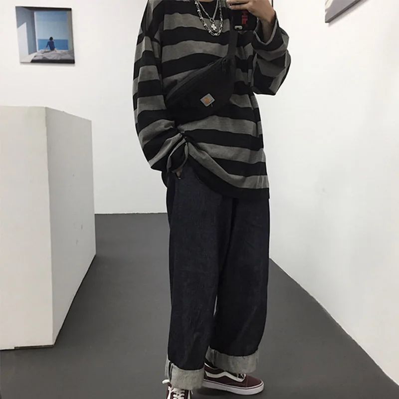 

Harajuku Oversized T-shirt long sleeves vintage style All-match fashion Unisex clothes Japanese Streetwear