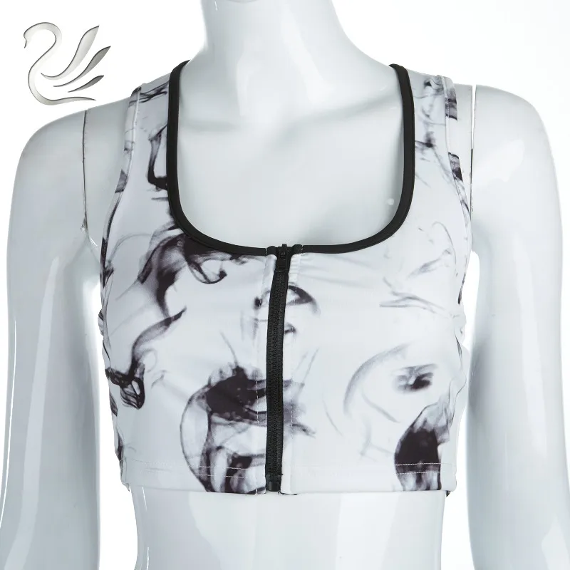 Женский спортивный костюм из 2 предметов с принтом в виде чернил укороченный топ