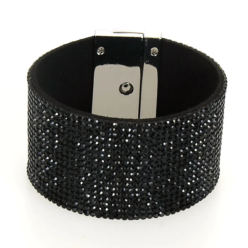 Miasol New Arrival Wide Pave Rhinestone Crystal Wrap Bracelet Full Bling Lock Clasp Bracelets For Women Jewelry Gifts | Украшения и