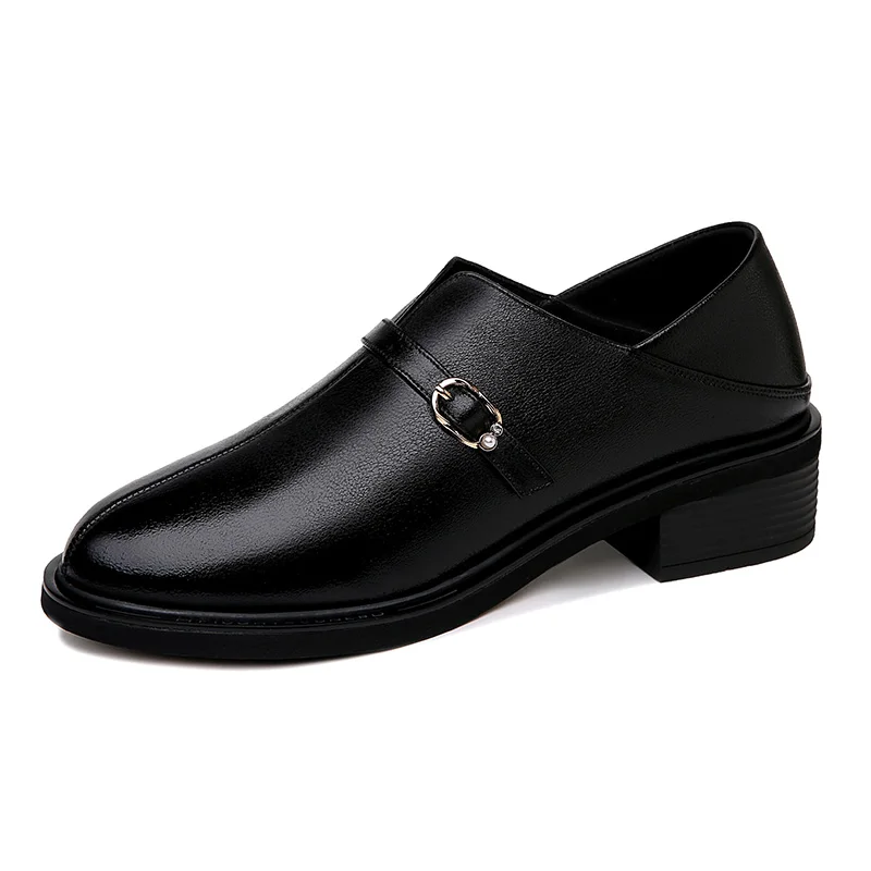 

Round Toe Square Heel Shoes, Metal Buckle Decorative Footwear Women'S Shoes, Women'S Platform Shoes