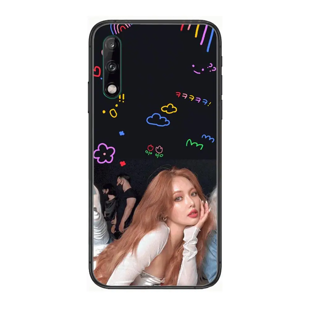 

Korean celebrity Kim HyunA Clear Phone Case For Huawei Y 5 6 7 8 9 A P S Pro 2020 2019 Black Etui Coque Hoesjes Comic Fashion