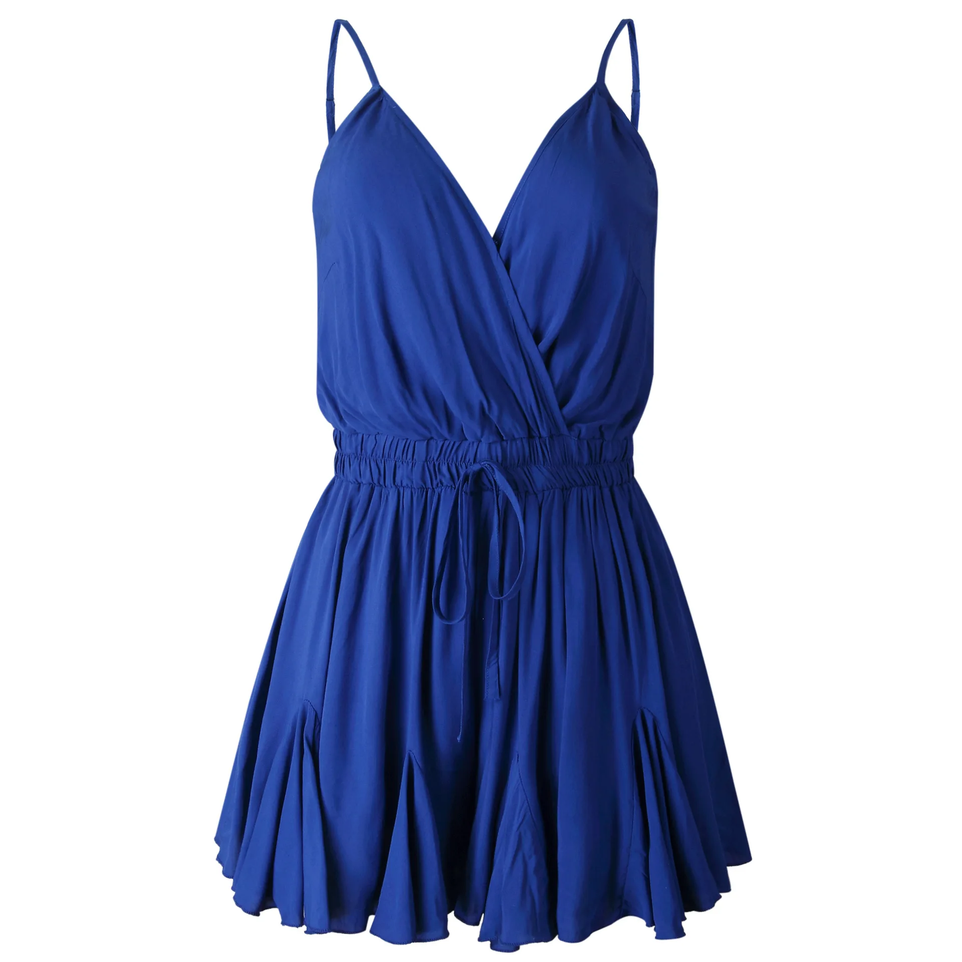 

Women Sexy Strap Off Shoulder Ruffle Playsuits Summer Solid Casual Slim V-neck Cotton Fashion Short Overalls Jumpsuits Female