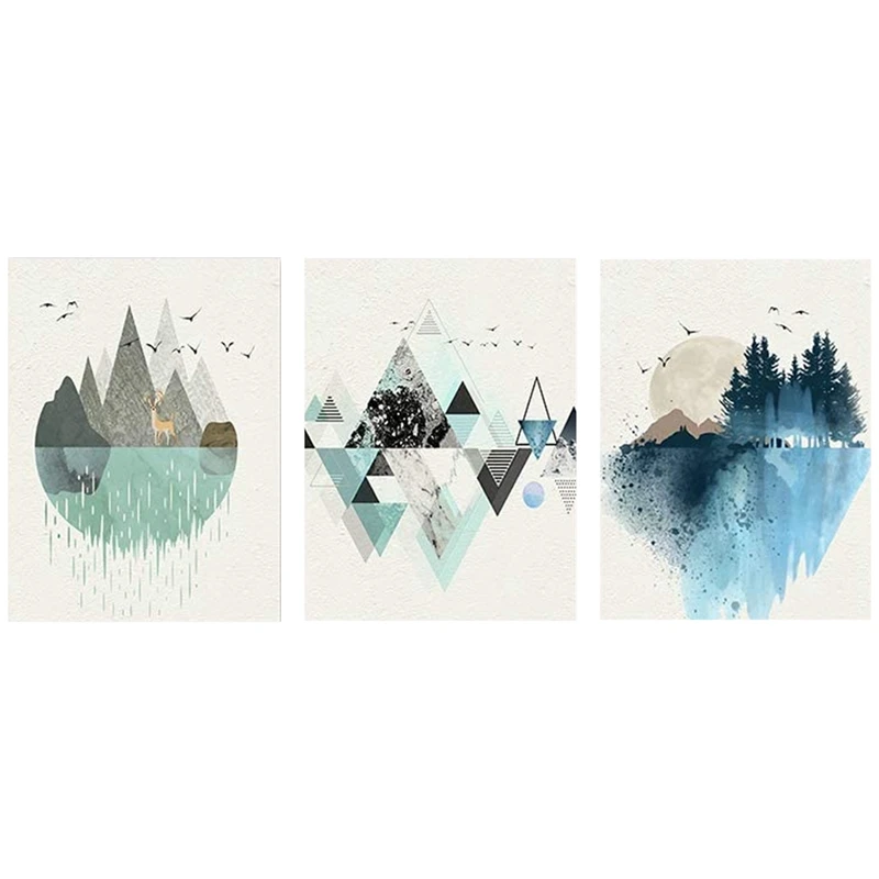

Абстрактный Настенный декор картины на холсте Картины геометрический горный настенные картины, художественное оформление для Семья Спаль...