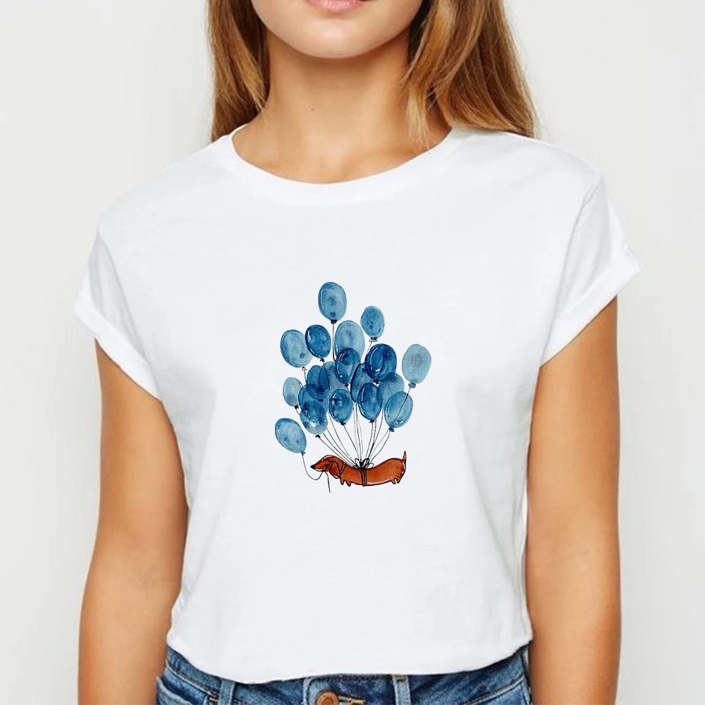 Женская футболка с коротким рукавом и круглым вырезом креативным принтом