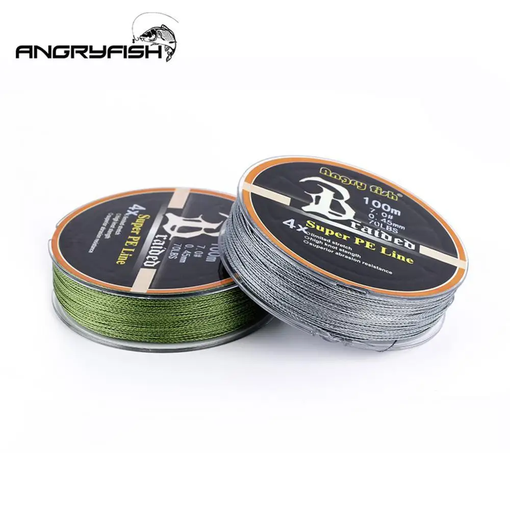 Hobbyline ANGRYFISH диоминированная PE леска, 4 нити, плетеная леска, плетеная 100 м/109yds, супер прочная леска, 10лб-80lb