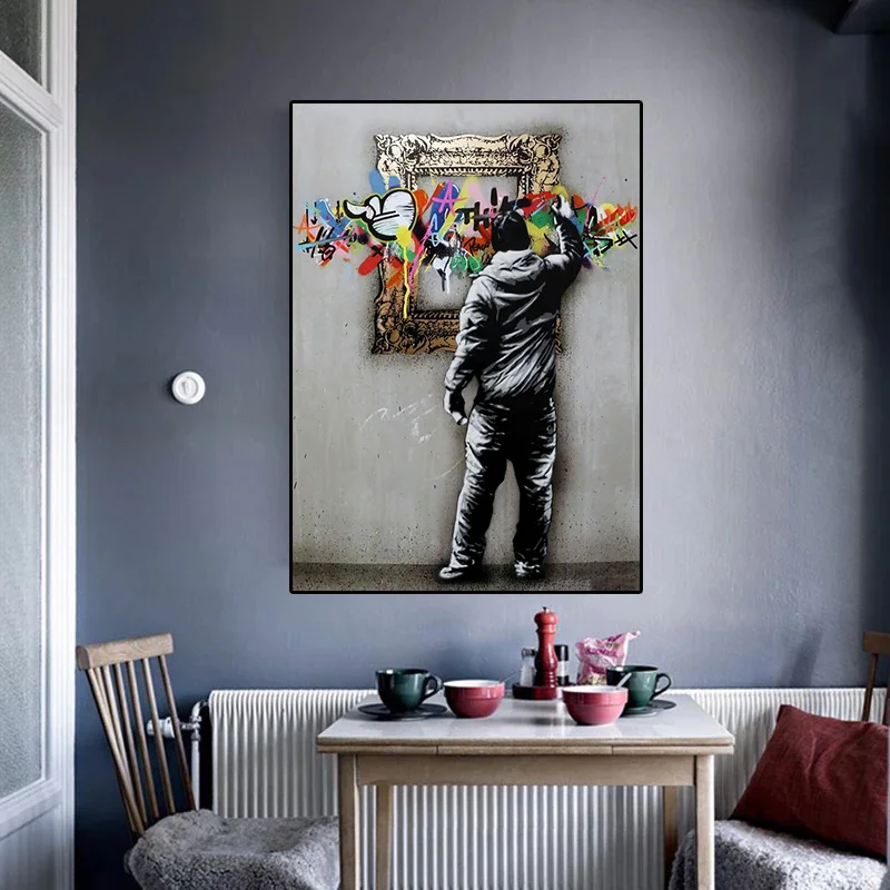 

Graffiti Street Art Rainbow Love Heart Canvas Painting Abstract Posters and Prints Wall Art Pictures for Living Room Home Decor