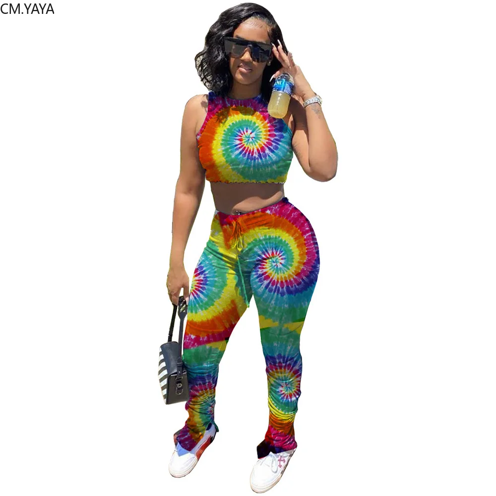 Женский спортивный костюм CM.YAYA черный комплект из двух предметов укороченный топ