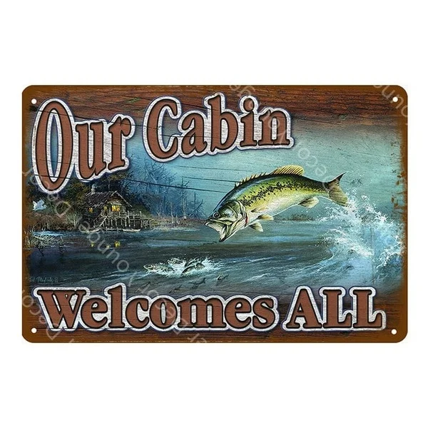 

Man Cave Rule Metal Signs Fishing Hunting Poster Farm House Wall Sticker Vintage Art Crafts Public Decor Painting Plaque YJ035