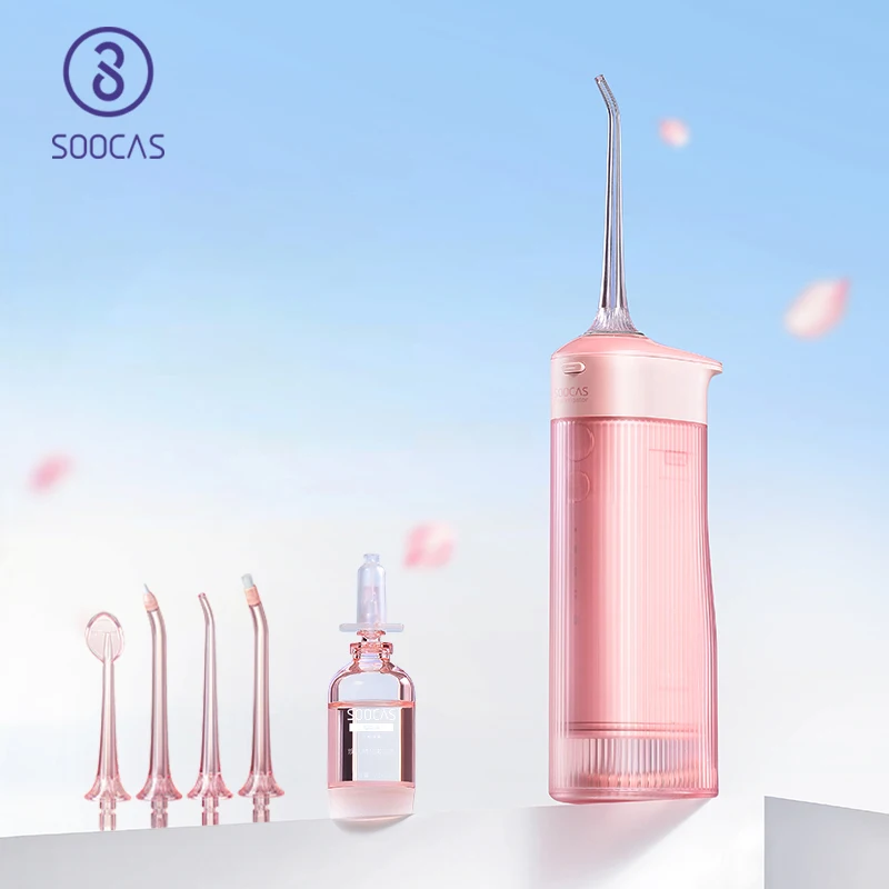 SOOCAS W1 Water Flosser Teeth 4 Type Nozzle Cleaner Oral Irrigator Type-c Rechargeable Cleaner 7-modes Water Tank Removeable