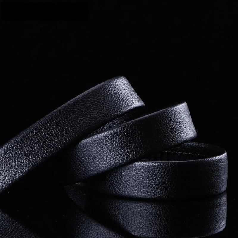 Кожаный ремень с натуральным лицевым покрытием без пряжки черный роскошный из