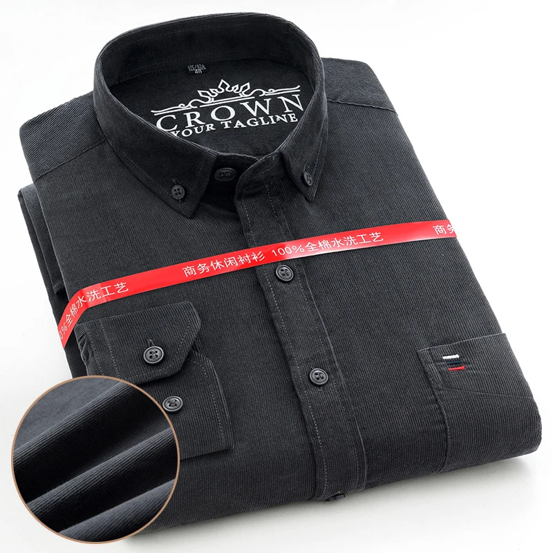 Рубашка мужская Вельветовая с длинными рукавами теплая легкая в уходе блуза из