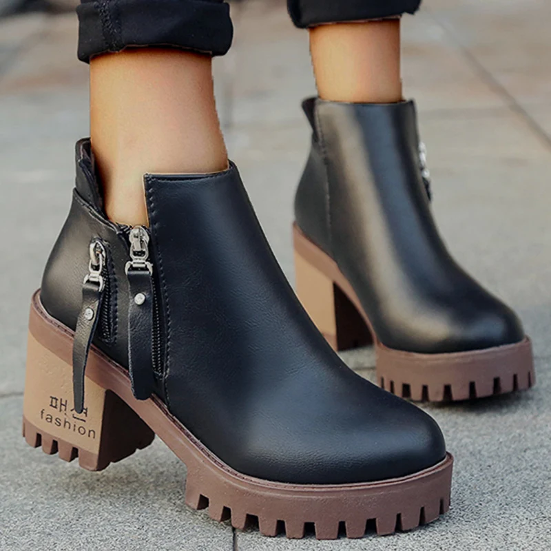 Зимние женские ботильоны В рыцарском стиле Кожаная обувь из искусственной замши