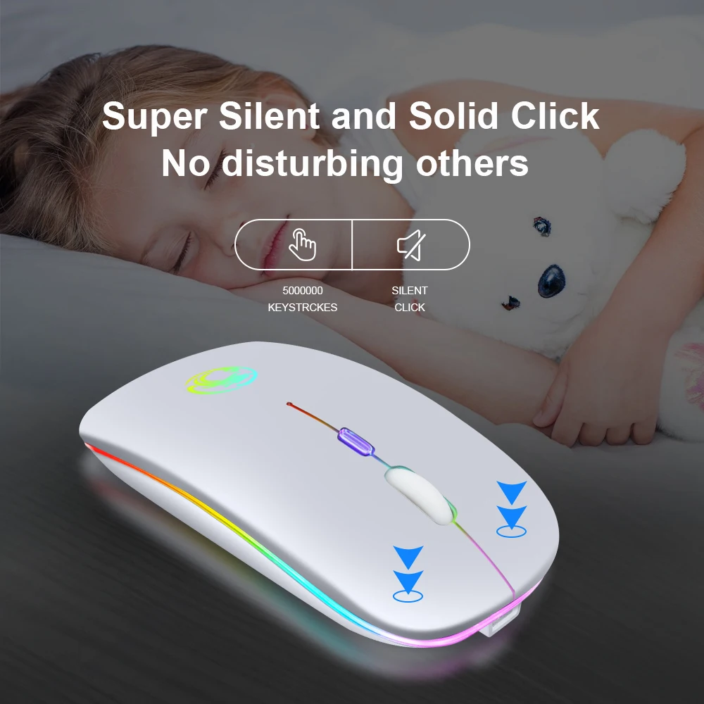 

Wireless Mouse RGB Bluetooth Mouse Wireless Computer Mouse Gamer Silent USB Mause Ergonomic Mice Rechargeable For PC Laptop