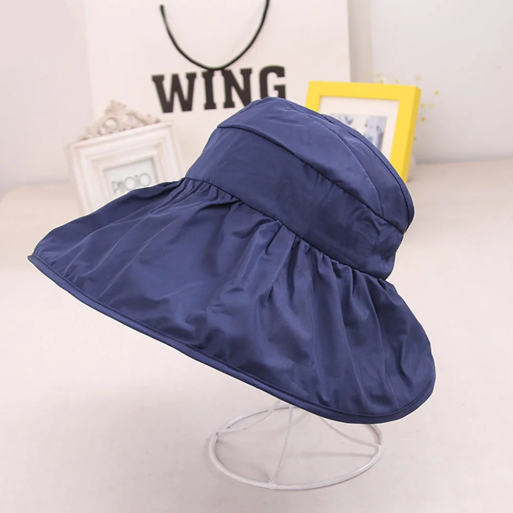 

1PC Empty Foldable Sunhat Outdoor Activities Cap Creative UV Protection Hat for Beach Ladies (Dark Blue)