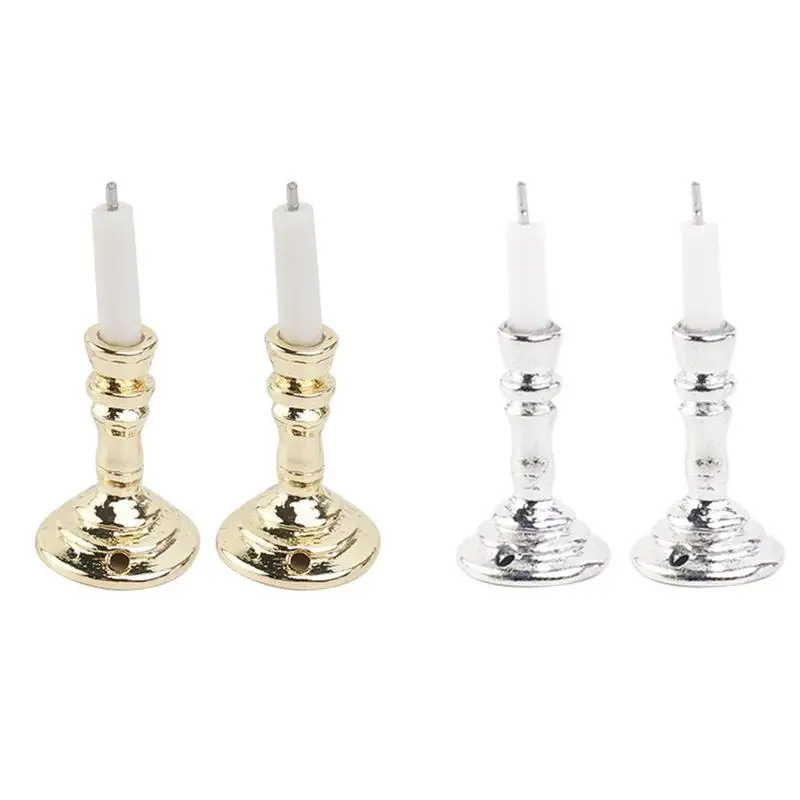

1 Pair Dollhouse Simulation Mini Candlesticks Model Miniature 1/12 House Decoration Candlesticks Doll Dollhouse Diy Ornamen F5O6