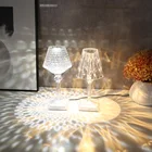 Алмазная настольная лампа USB перезаряжаемая акриловая декоративная настольная лампа для спальни прикроватная тумбочка хрустальные светильники подарок ночсветильник