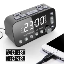 Digital Alarm Clock DAB FM Alarm Clock Radio, Dual USB Charging Port LCD Display Backlight Adjustable Alarm Volume Alarm Clock