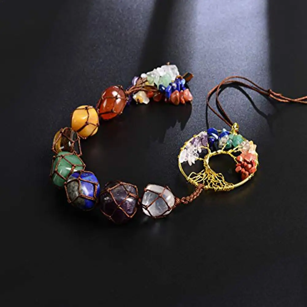 

7 Chakra Hanging Suncatcher With Crystal Stone Decoration For Home Tree Of Life Decor For Garden Outdoor Home Kids Room Window