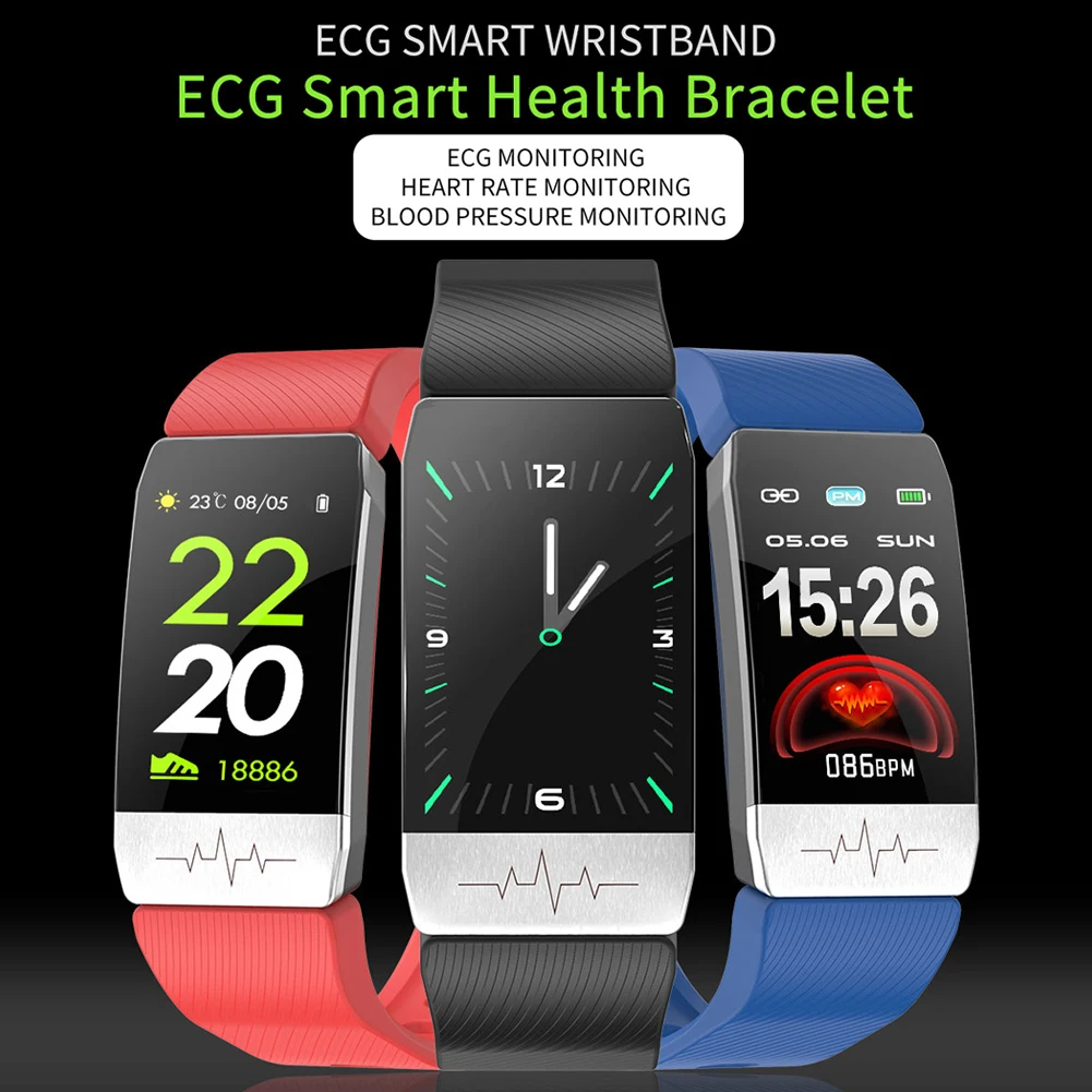 Умный спортивный браслет контролирует измерение температуры тела ЭКГ + ФПГ
