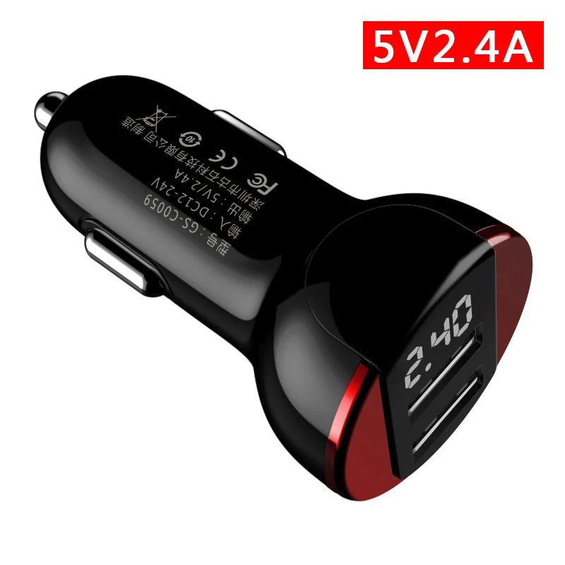 OUDNEAS 2 зарядных порта USB для автомобиля Зарядное устройство цифровой светодиодный Дисплей 5V 3.1A устройства для быстрой зарядки из алюминиевого сплава Напряжение мониторинга для iPhone для samsung - Тип штекера: Gold 5V2.4A