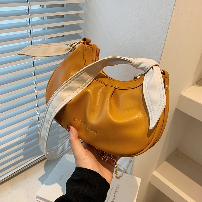 

Однотонная сумка-Седло для подмышек, Новинка лета 2021, женская дизайнерская сумка из искусственной кожи, роскошная брендовая сумка-мессендж...