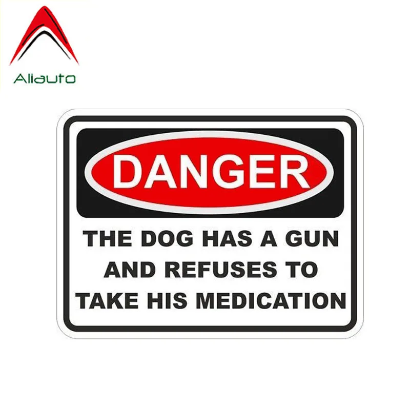 

Креативная предупреждающая Автомобильная наклейка Aliauto, собака с пистолетом и отказом от солнца, защита от УФ-лучей, Светоотражающая наклей...