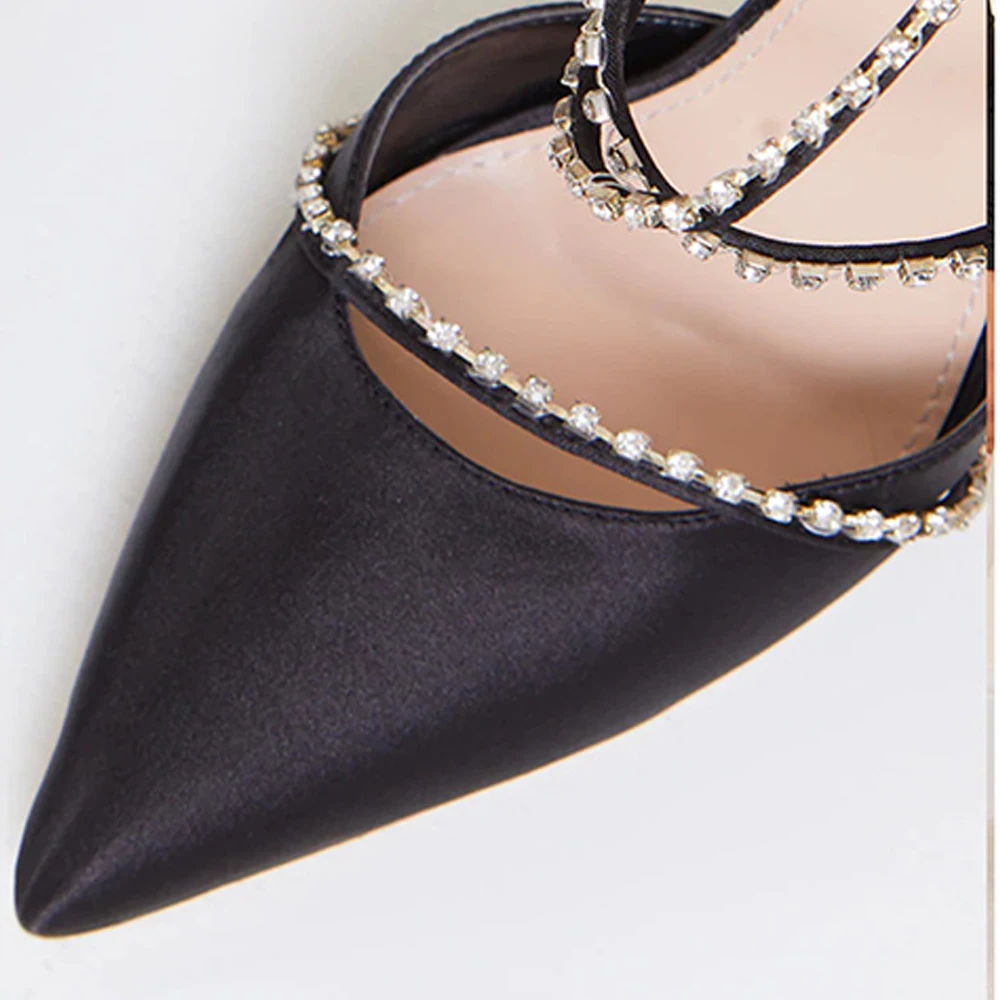 

WETKISS Women Summer Ankle Strap Sandals Pointed Toe Crystal Stiletto Footwear Thin High Heels Sexy Party Ladies Shoes 2021
