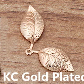 KC Gold Plated 100 шт 13*32 мм Металл латунь материал 7 цветов покрытием филигранная подвеска в форме листа для изготовления ювелирных изделий - Цвет: KC Gold Plated