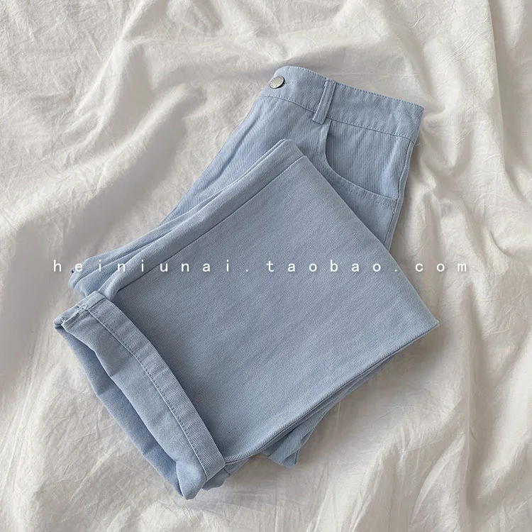 

ZHISILAO New High Waist Straight Jeans Women Vintage Pink Wide Leg Denim Jeans Pants Summer 2021 Blue Jeans Streetwear Chic